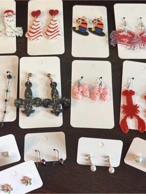 Assorted Earrings Set - Pink, Red, Black & Gold Styles